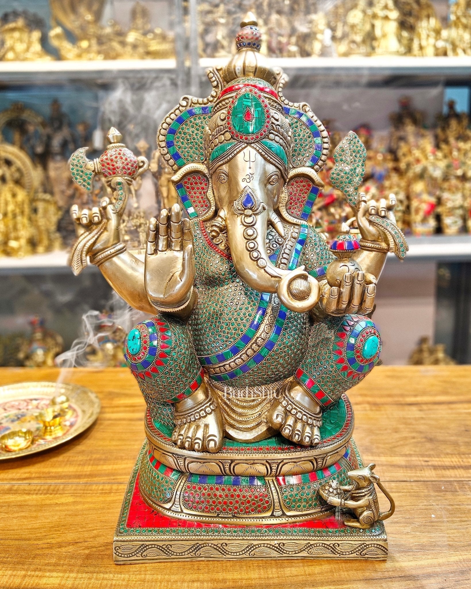 Handcrafted Brass Ganapati Statue - 24" Height - Sama Homes Idol - Brass Sculpture - Eco-friendly - Sama Homes