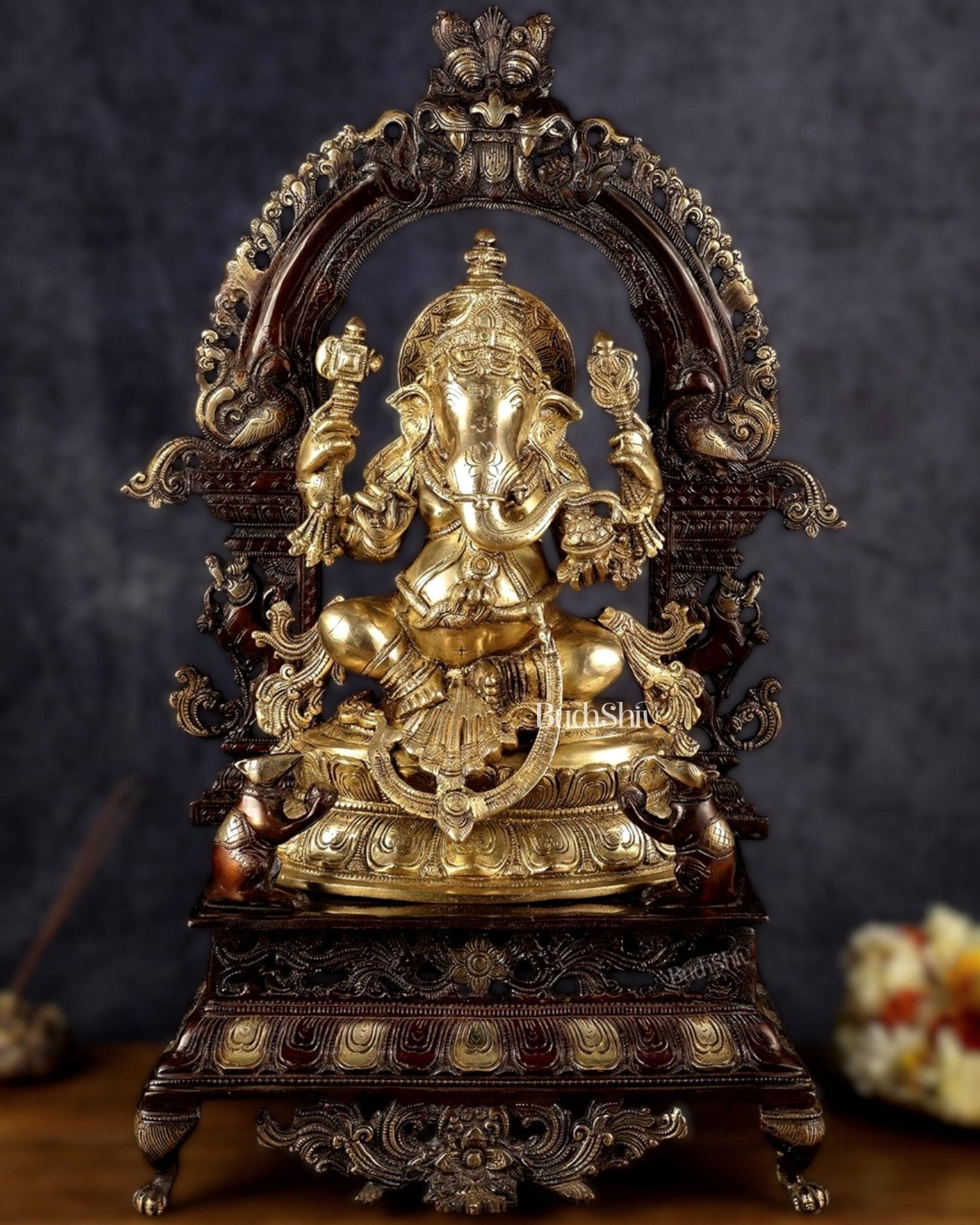 Handcrafted Brass Ganesha Statue | 27 inch - Sama Homes Idol - Brass Sculpture