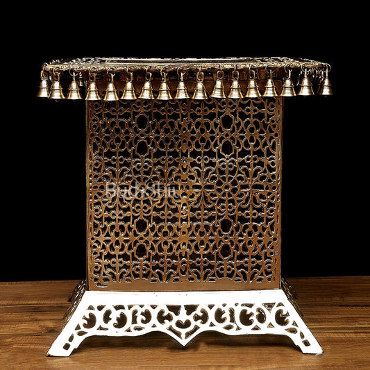 Handcrafted Brass Strong Stool/Chowki with Bells 21x21"