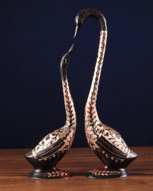 Handcrafted Brass Swan Pair – Elegant Chiseled Design | Home & Office Décor - Sama Homes Idol - Brass Sculpture