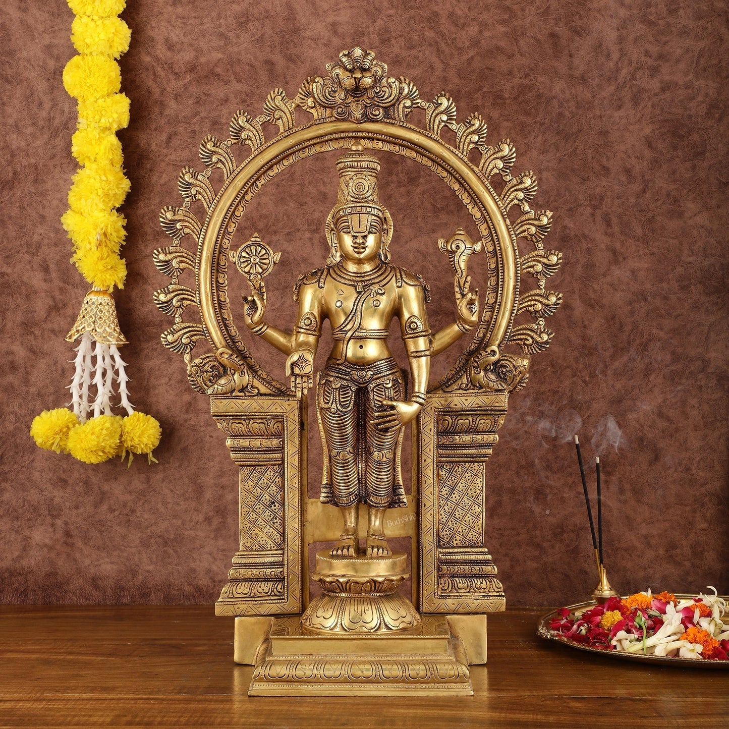 Handcrafted Brass Tirupati Balaji Lord Venkateshwara Swamy Statue - 22" - Sama Homes Idol - Brass Sculpture