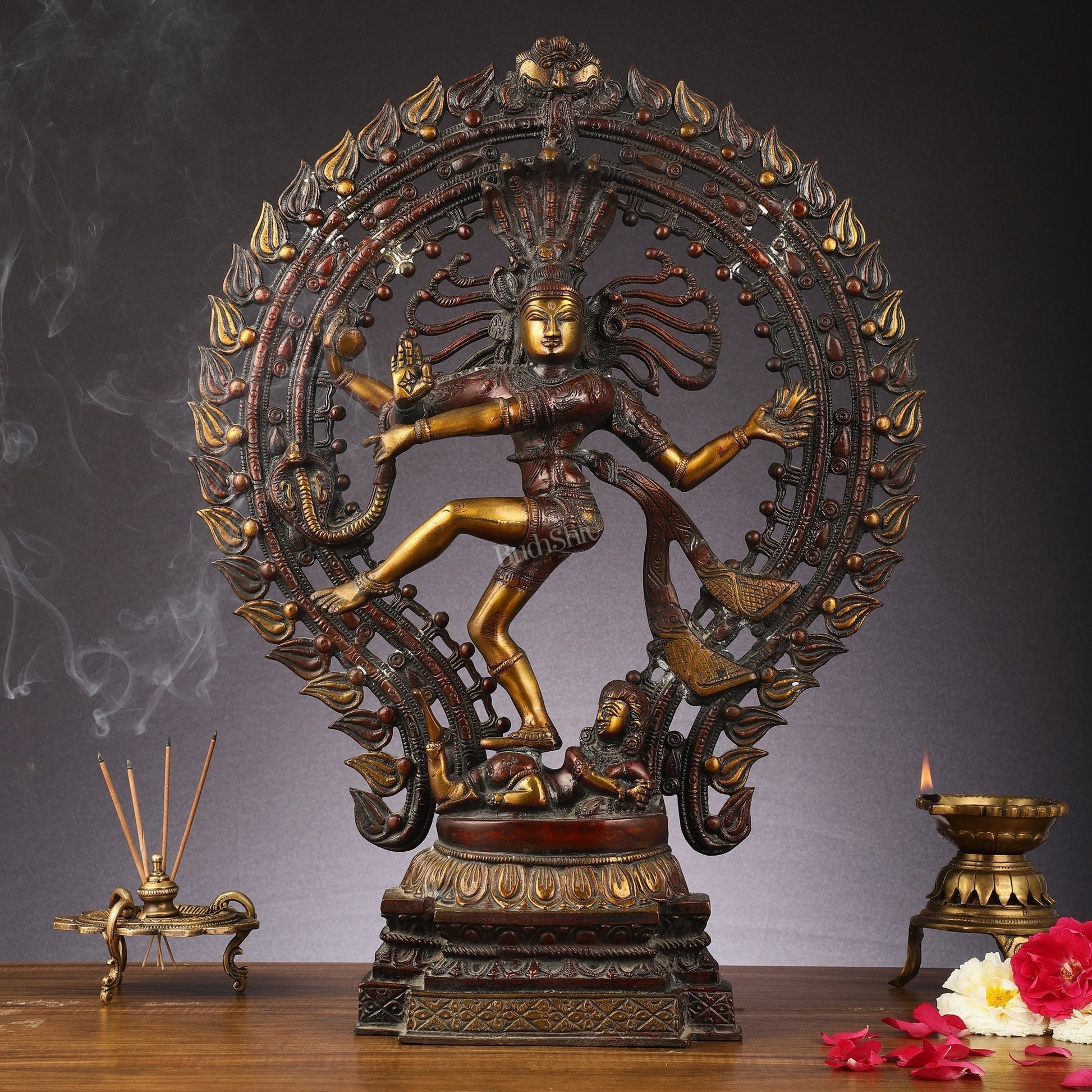Handcrafted Chola Style Nataraja Statue - 22.5 Inch Pure Brass Sculpture - Sama Homes Idol - Brass Sculpture - Eco-friendly - Sama Homes