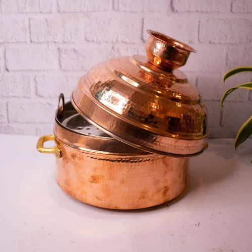 3-tier copper steamer pot with lid for steaming vegetables