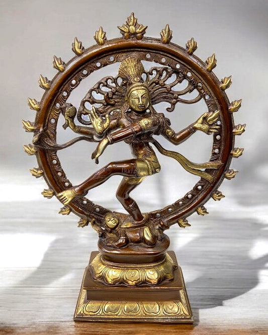 Handcrafted Fine Brass Nataraja Statue - 13" Height - Sama Homes Idol - Brass Sculpture