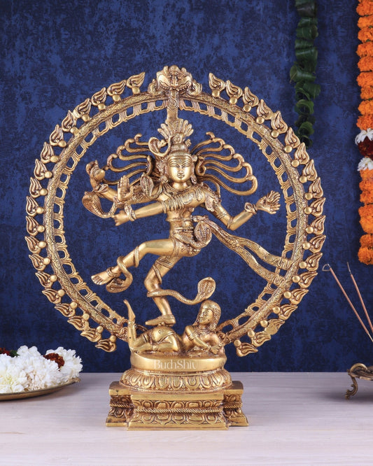Handcrafted Fine Brass Nataraja Statue - 20.5" Height - Sama Homes Idol - Brass Sculpture