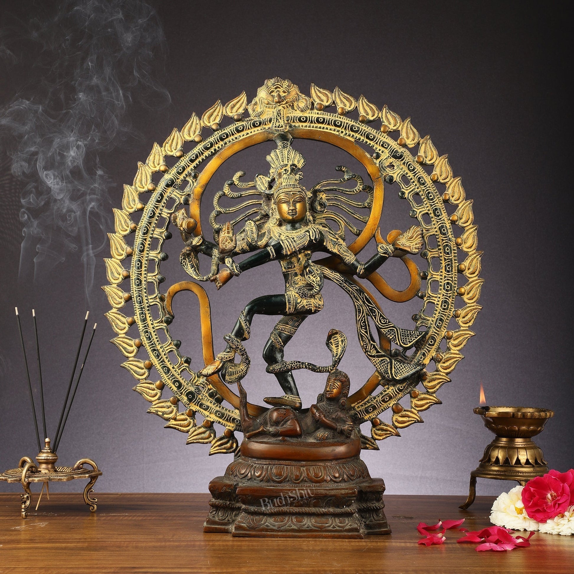 Handcrafted Nataraja Statue super antique tone 20" - Sama Homes Idol - Brass Sculpture - Eco-friendly - Sama Homes