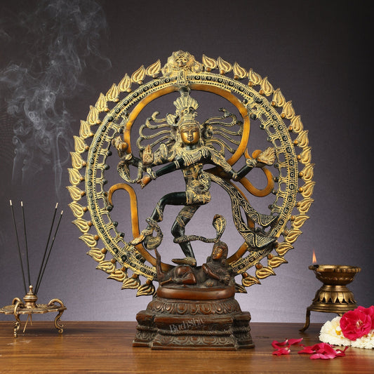 Handcrafted Nataraja Statue super antique tone 20" - Sama Homes Idol - Brass Sculpture