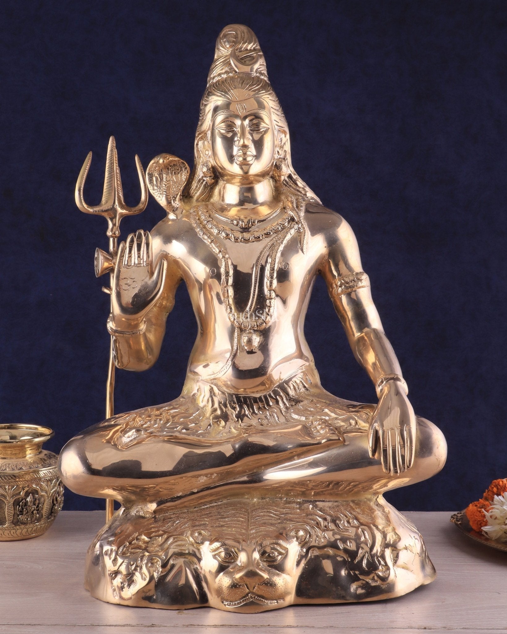 Handcrafted Pure Brass Lord Shiva Statue - 23" Glossy finish - Sama Homes Idol - Brass Sculpture - Eco-friendly - Sama Homes