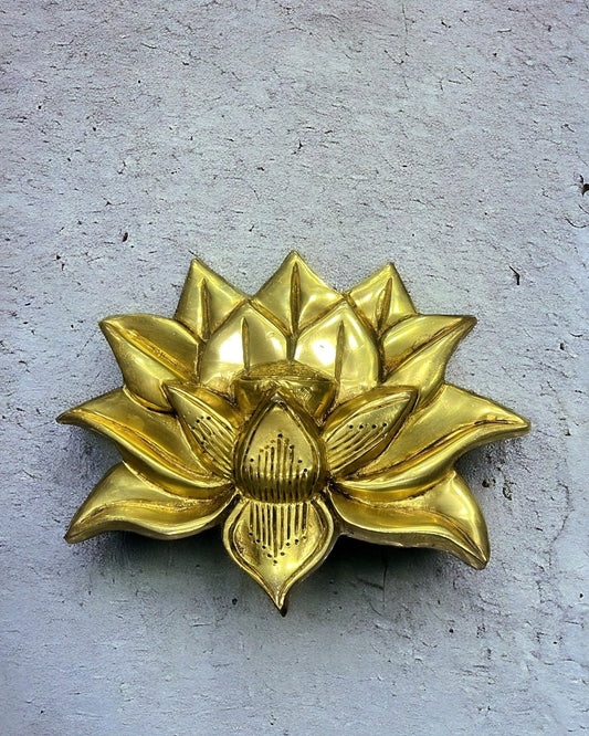 Handcrafted Pure Brass Lotus Wall Hanging - 5.25" - Sama Homes Idol - Brass Sculpture