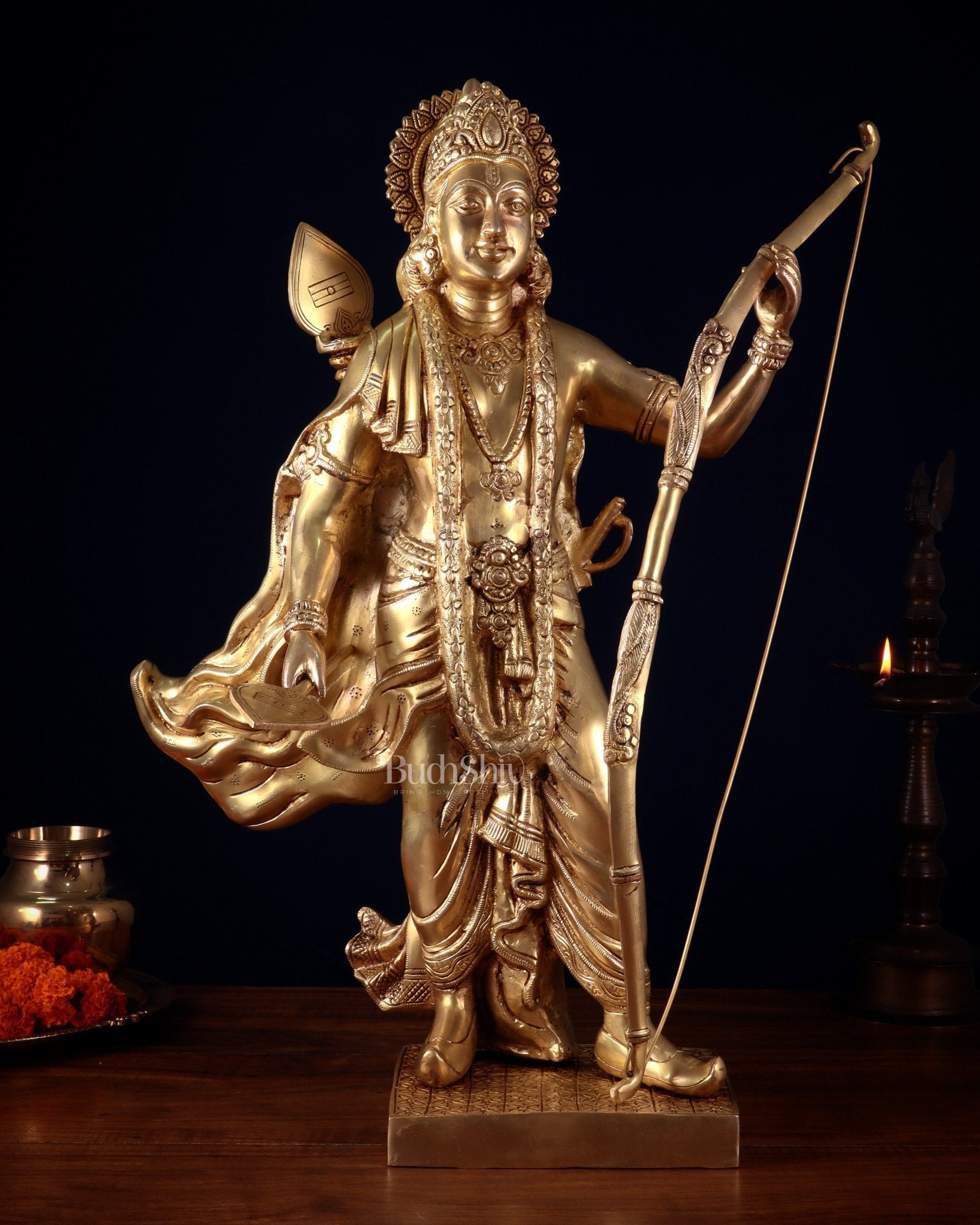Handcrafted Superfine Brass Statue - Lord Shri Ram Chandra | 26 inch - Sama Homes Idol - Brass Sculpture - Eco-friendly - Sama Homes