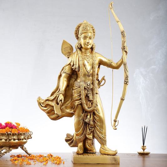 Sama Homes-handcrafted superfine brass statue lord shri ram chandra golden finesse 26 inch