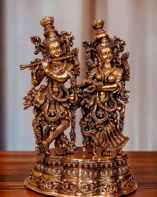Handmade Brass Radha krishna Idols 28 inch - Sama Homes Idol - Brass Sculpture