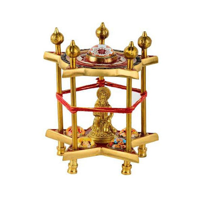 Panchmukhi Hanuman Yantra Pooja Chowki in Brass by SAMAHealing - Yantra Chowki
