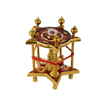Panchmukhi Hanuman Yantra Pooja Chowki in Brass by SAMAHealing - Yantra Chowki (View 2)