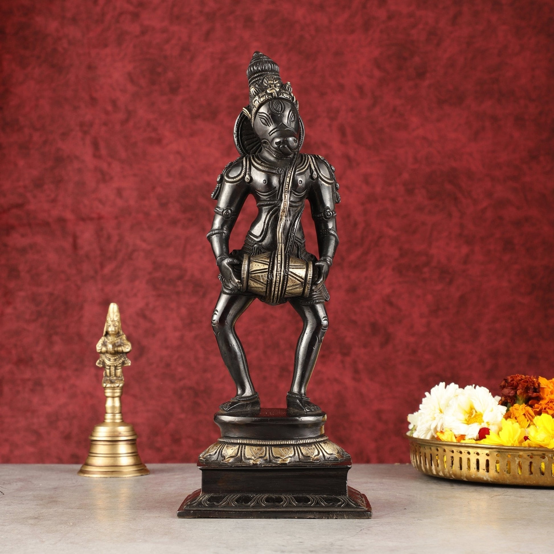 Hayagriva brass idol Restoring Vedas 12.5" - Sama Homes Idol - Brass Sculpture - Eco-friendly - Sama Homes