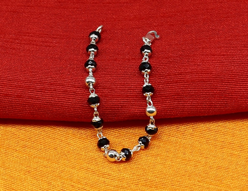 925 sterling silver customized black beads Nazariya bracelet, protect from evil eyes, new born baby bracelet