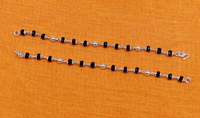 925 sterling silver customized black beads Nazariya bracelet, protect from evil eyes, new born baby bracelet - Image 2