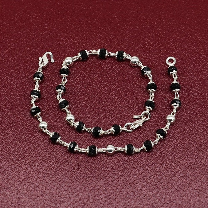 925 sterling silver customized black beads Nazariya bracelet, protect from evil eyes, new born baby bracelet - Eco-friendly - Sama Homes