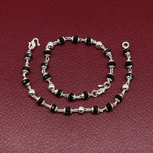 925 sterling silver customized black beads Nazariya bracelet, protect from evil eyes, new born baby bracelet
