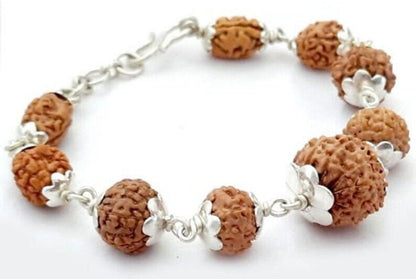 2 to 9 and 12 Mukhi (face) Indonesian Navgrah Rudraksha Beads Bracelet In Silver, To Pacify All The Nine Planets by SAMAHealing - Rudraksha Bracelets
