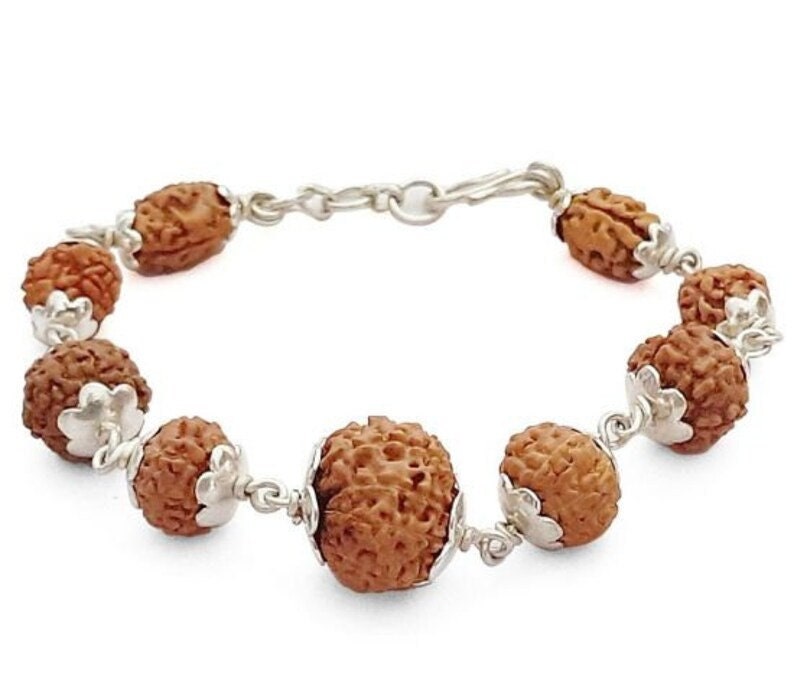 2 to 9 and 12 Mukhi (face) Indonesian Navgrah Rudraksha Beads Bracelet In Silver, To Pacify All The Nine Planets - Image 2