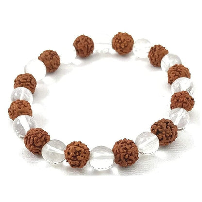 5 Mukhi Rudraksha Bracelet with Clear Quartz Bracelet for Healing, Gifting by SAMAHealing - Rudraksha Bracelets