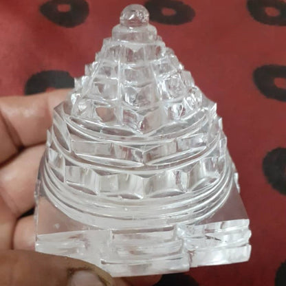 Crystal Shree Yantra, Sphatik shree yantra, Quartz Crystal Shri Yantra for Puja by SAMAHealing - Puja Essentials