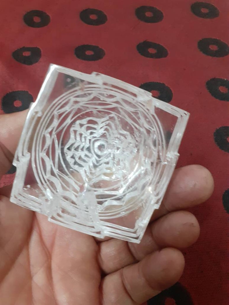 Crystal Shree Yantra, Sphatik shree yantra, Quartz Crystal Shri Yantra for Puja - Image 3