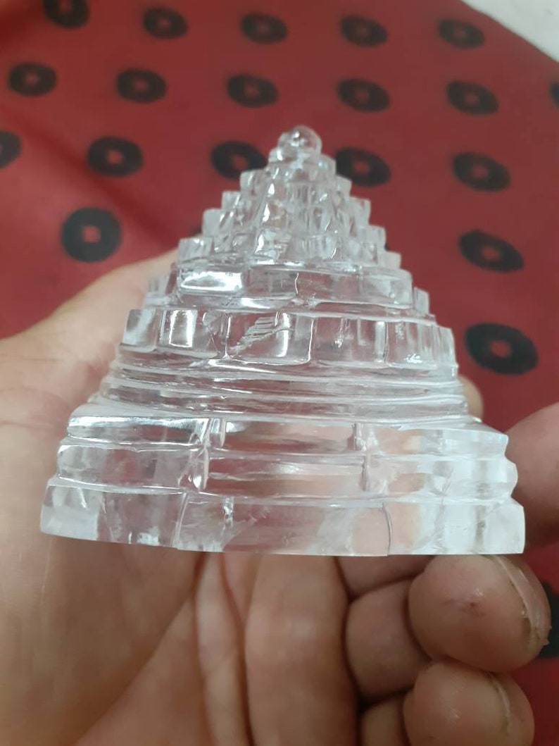 Crystal Shree Yantra, Sphatik shree yantra, Quartz Crystal Shri Yantra for Puja