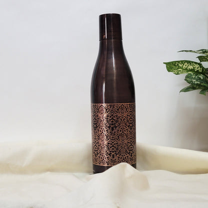 Pure Copper Water Bottle Black Antique Engraving Design Capacity 1100ML by SAMA Homes - Sustainable Living (View 3)