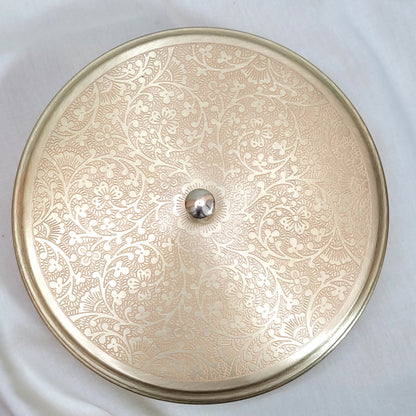Brass Masala Box Daani – Round Spice Container, 2.5"x6"x6" by SAMA Homes - Sculptures & Statues (View 3)