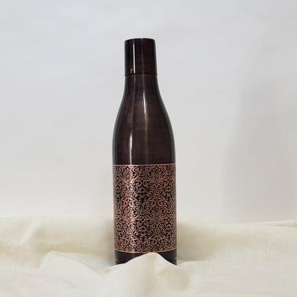 Pure Copper Water Bottle Black Antique Engraving Design Capacity 1100ML by SAMA Homes - Sustainable Living (View 5)