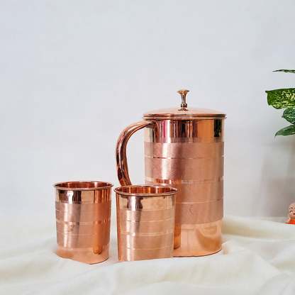 Traditional Copper Jug and Glass Set (4-Piece) | Handcrafted Ayurvedic Water Set by SAMA Homes - Sustainable Living (View 13)