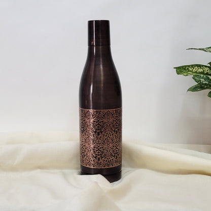 Pure Copper Water Bottle Black Antique Engraving Design Capacity 1100ML by SAMA Homes - Sustainable Living (View 6)