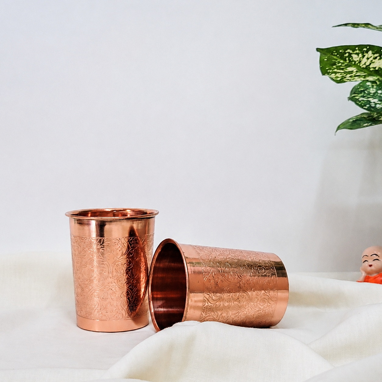 Traditional Copper Jug and Glass Set (4-Piece) | Handcrafted Ayurvedic Water Set
