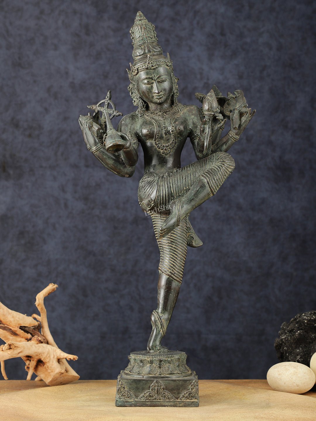 Indonesian Bronze Dancing Parvati Statue | Lost Wax Sculpture | 24" - Sama Homes Idol - Brass Sculpture - Eco-friendly - Sama Homes