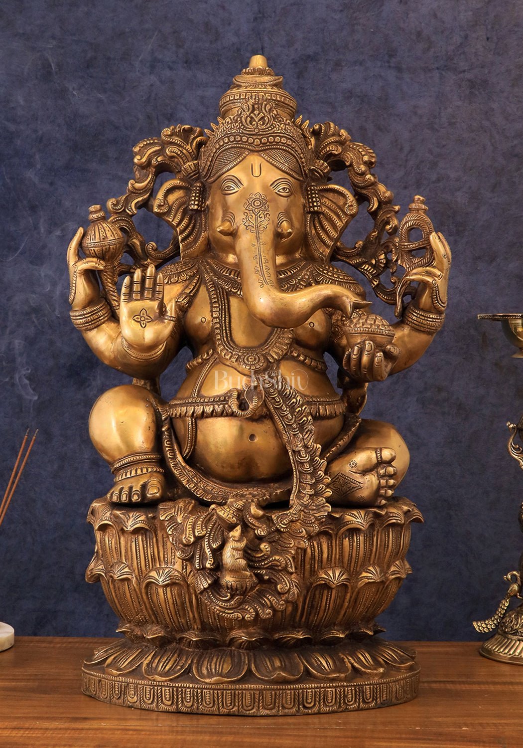 Large Ganesha Brass Statue - 26 Inch - Sama Homes Idol - Brass Sculpture - Eco-friendly - Sama Homes