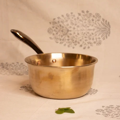 Kansa Tulsi Sauce Pan with Heat Resistant Handle - Image 3