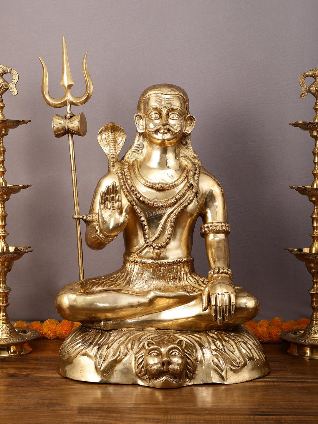Large 35" Mahakaal Lord Shiva Sculpture - One of a Kind Brass Masterpiece - Sama Homes Idol - Brass Sculpture
