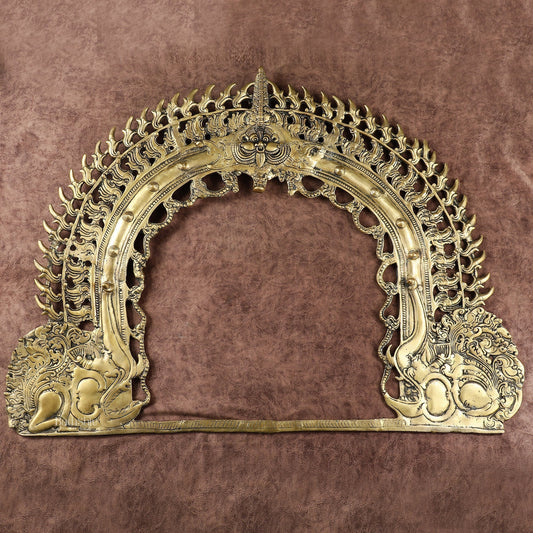 Large Brass Prabhavali Frame – Superfine Wall Hanging, 24 x 31 Inch - Sama Homes Idol - Brass Sculpture