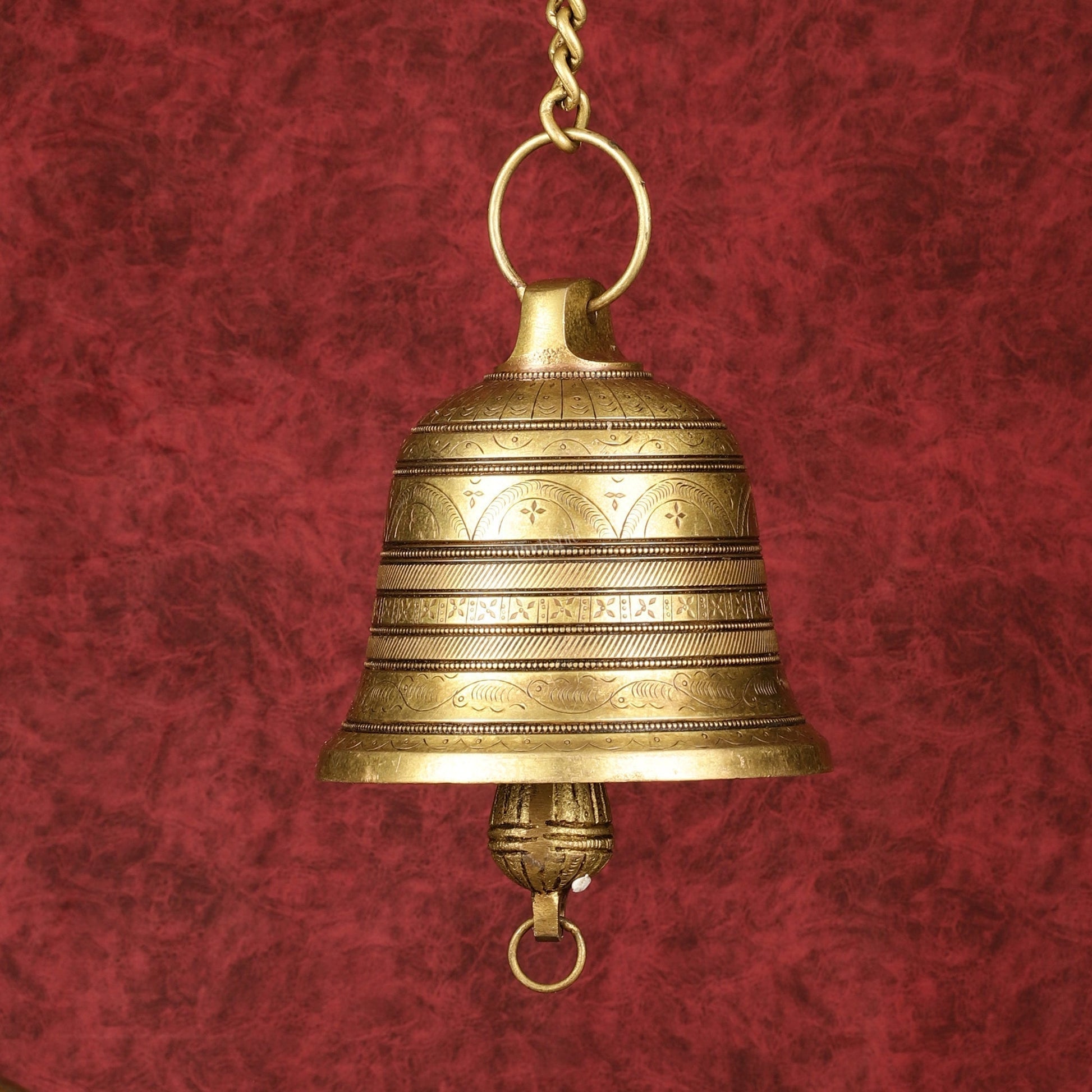 Large Pure Brass Superfine Hanging Temple Bell - 6 inch - Eco-friendly - Sama Homes