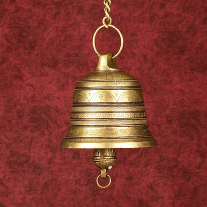Large Pure Brass Superfine Hanging Temple Bell - 6 inch by SAMA Homes - Sustainable Living