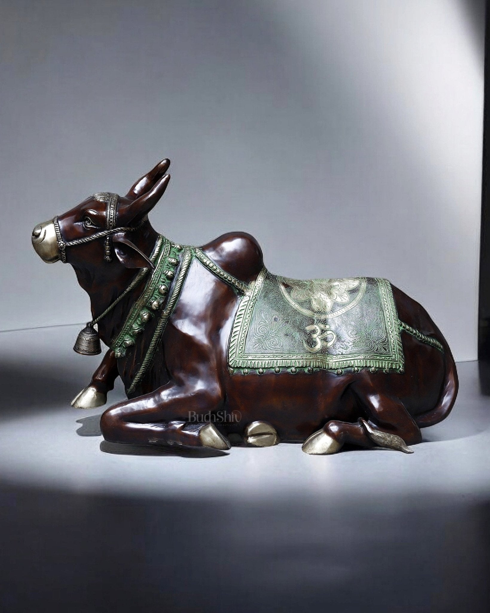 Large Vintage Brass Nandi Sculpture – 38" - Sama Homes Idol - Brass Sculpture - Eco-friendly - Sama Homes