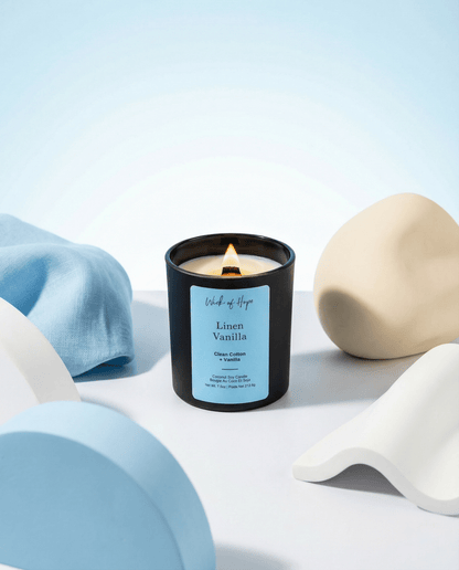 Linen Vanilla Candle | Clean Cotton + Vanilla by Wick of Hope - Full Size Candle (View 2)