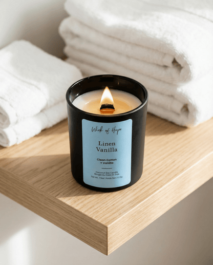 Linen Vanilla Candle | Clean Cotton + Vanilla by Wick of Hope - Full Size Candle (View 5)