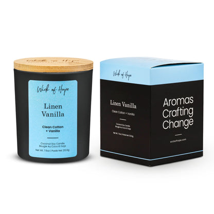 Linen Vanilla Candle | Clean Cotton + Vanilla by Wick of Hope - Full Size Candle (View 4)
