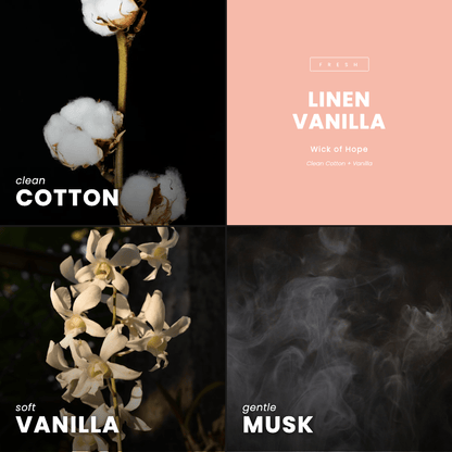 Linen Vanilla Candle | Clean Cotton + Vanilla by Wick of Hope - Full Size Candle (View 7)
