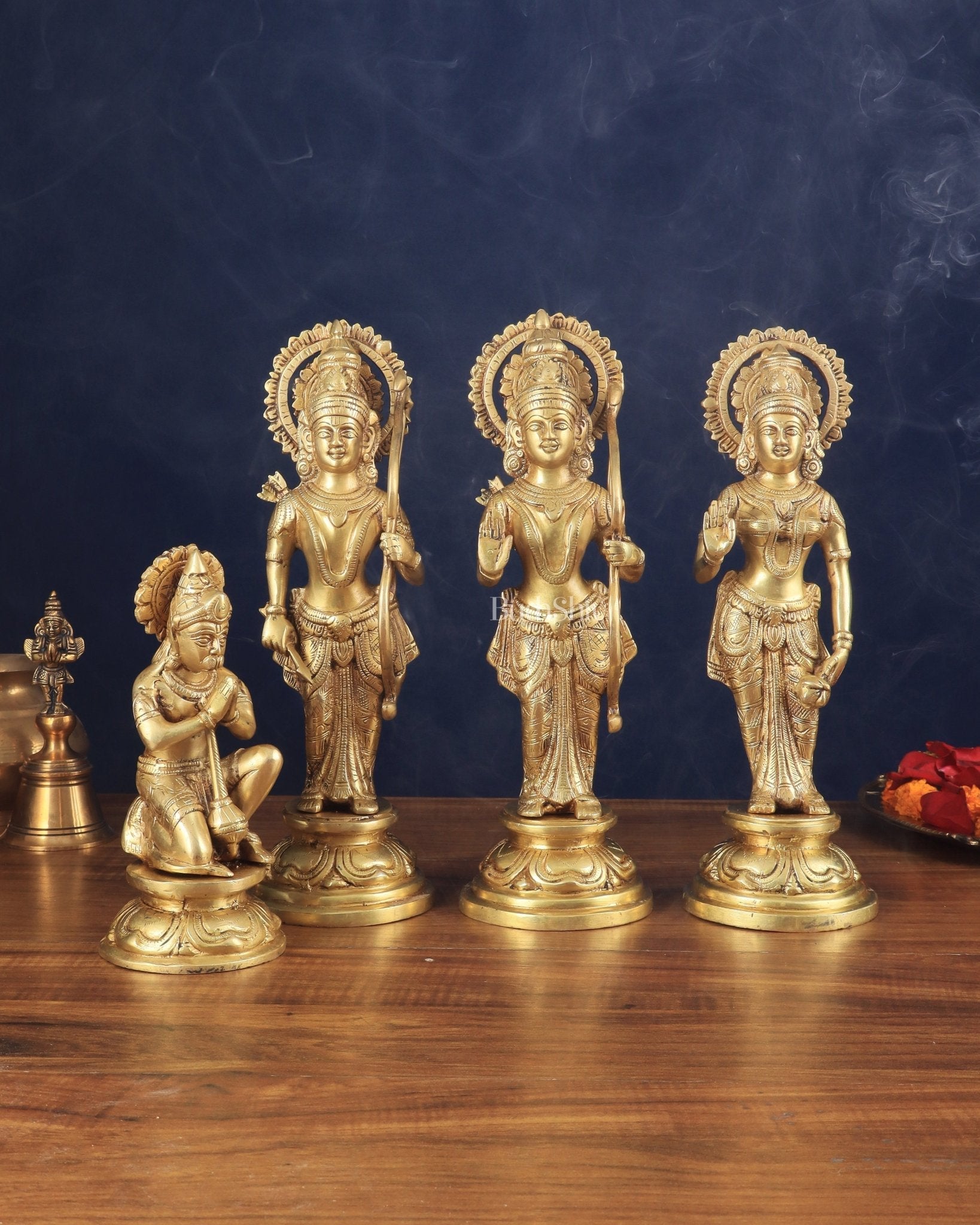 Lord Ram Darbar idols: Superfine Brass Set - 12.5" - Sama Homes Idol - Brass Sculpture - Eco-friendly - Sama Homes