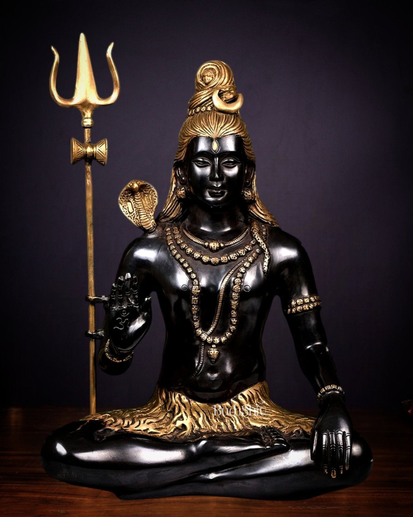 Lord Shiva Brass Idol - 20" - Black edition - Sama Homes Idol - Brass Sculpture