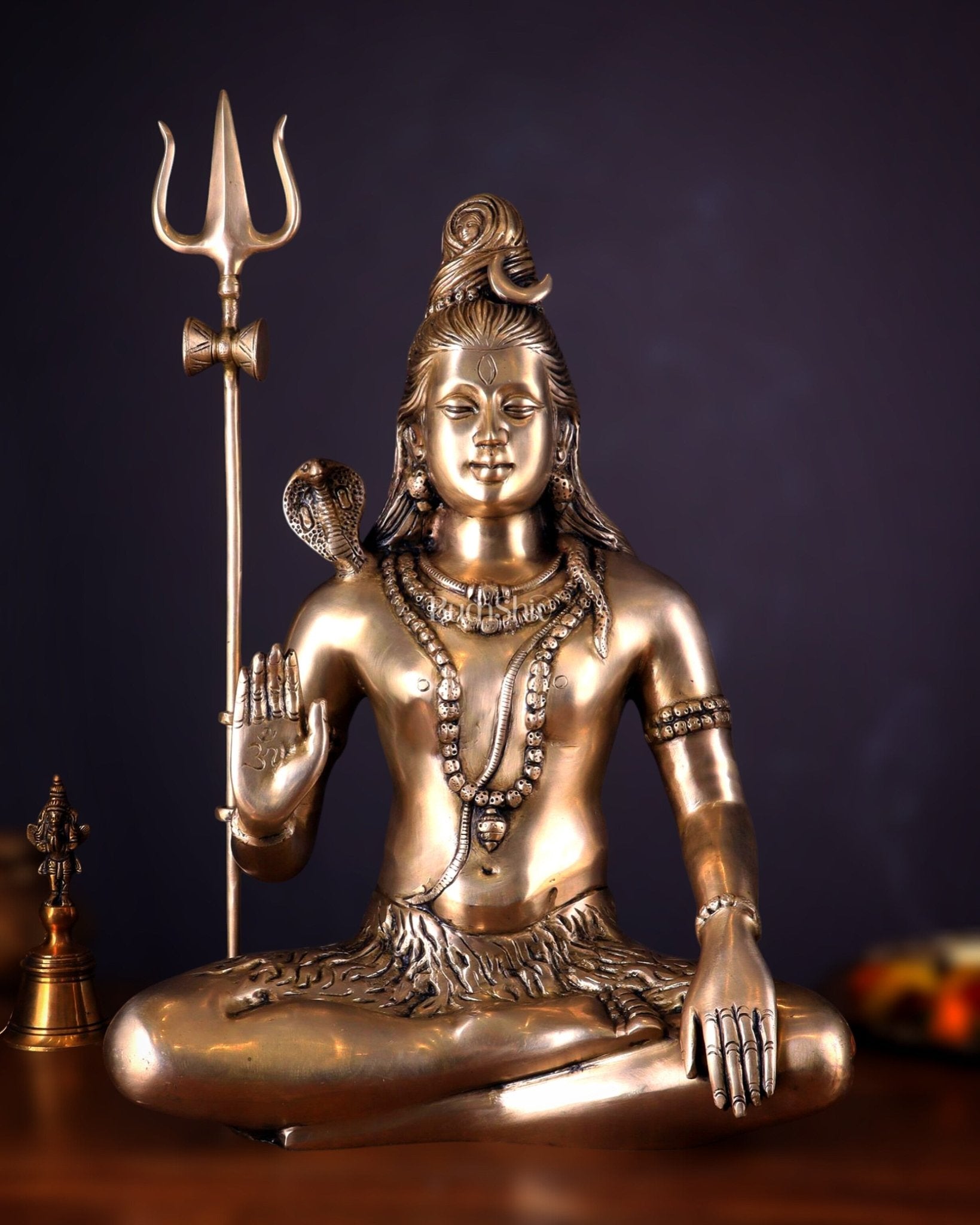 Lord Shiva Brass Idol enhanced - 20" - Sama Homes Idol - Brass Sculpture - Eco-friendly - Sama Homes
